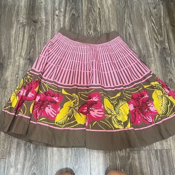 Anthropologie Odille Hibiscus Print Full Skirt - Picture 1 of 9